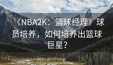 《NBA2K：篮球经理》球员培养，如何培养出篮球巨星？
