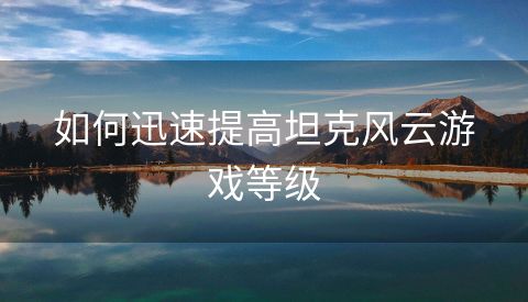 如何迅速提高坦克风云游戏等级