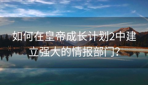 如何在皇帝成长计划2中建立强大的情报部门？