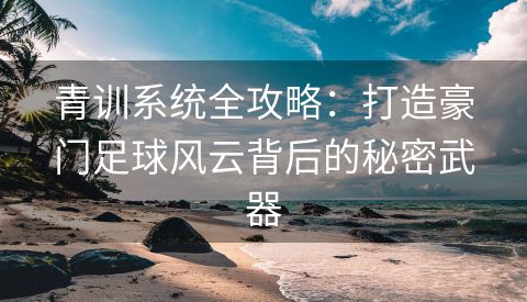 青训系统全攻略：打造豪门足球风云背后的秘密武器