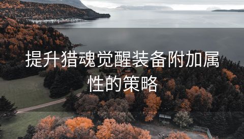提升猎魂觉醒装备附加属性的策略