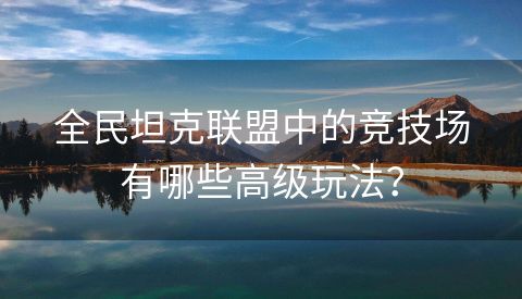 全民坦克联盟中的竞技场有哪些高级玩法？