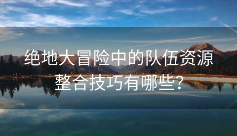 绝地大冒险中的队伍资源整合技巧有哪些？