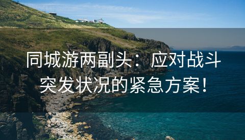 同城游两副头：应对战斗突发状况的紧急方案！