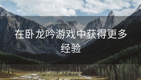 在卧龙吟游戏中获得更多经验