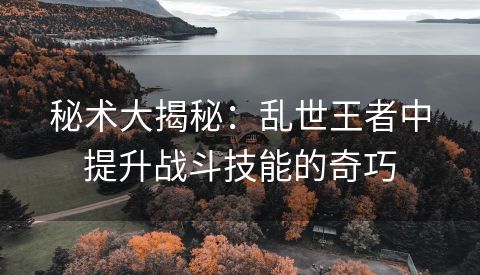 秘术大揭秘：乱世王者中提升战斗技能的奇巧