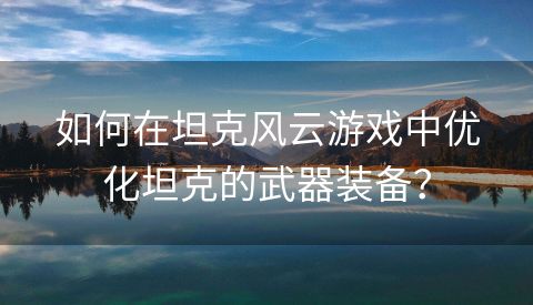 如何在坦克风云游戏中优化坦克的武器装备？