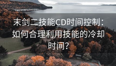 末剑二技能CD时间控制：如何合理利用技能的冷却时间？