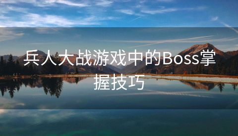 兵人大战游戏中的Boss掌握技巧