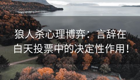 狼人杀心理博弈：言辞在白天投票中的决定性作用！