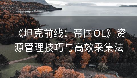  《坦克前线：帝国OL》资源管理技巧与高效采集法