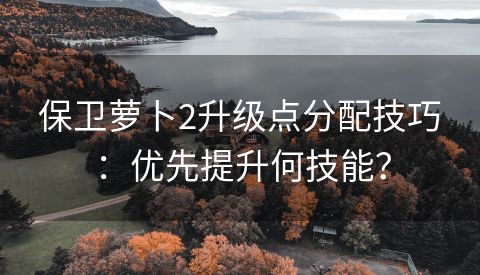 保卫萝卜2升级点分配技巧：优先提升何技能？