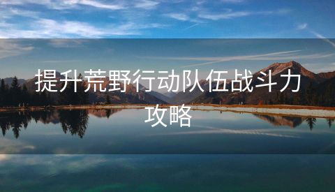 提升荒野行动队伍战斗力攻略