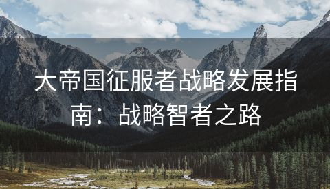 大帝国征服者战略发展指南：战略智者之路