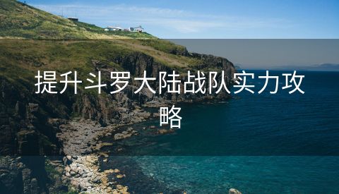 提升斗罗大陆战队实力攻略