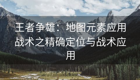 王者争雄：地图元素应用战术之精确定位与战术应用