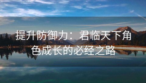 提升防御力：君临天下角色成长的必经之路