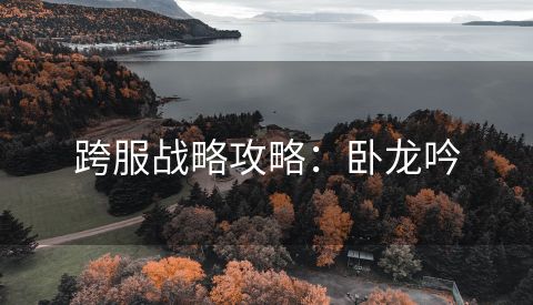 跨服战略攻略：卧龙吟