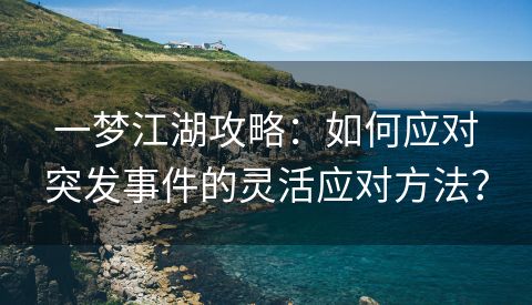 一梦江湖攻略：如何应对突发事件的灵活应对方法？