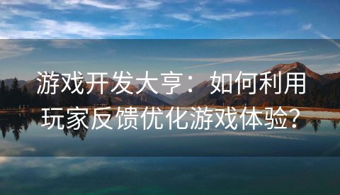 游戏开发大亨：如何利用玩家反馈优化游戏体验？