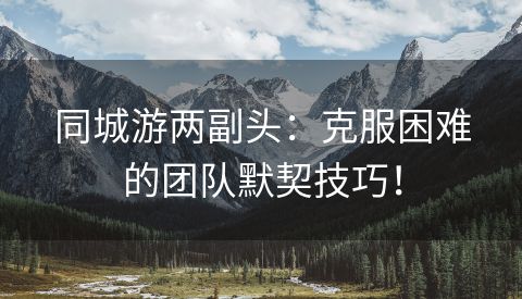 同城游两副头：克服困难的团队默契技巧！