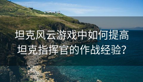 坦克风云游戏中如何提高坦克指挥官的作战经验？