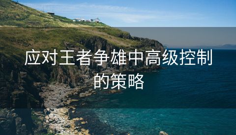 应对王者争雄中高级控制的策略
