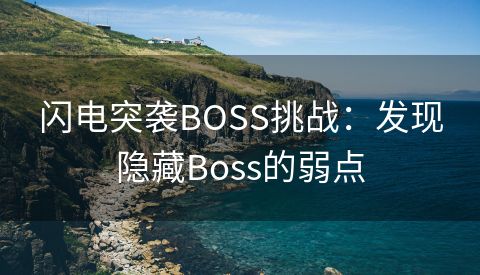 闪电突袭BOSS挑战：发现隐藏Boss的弱点