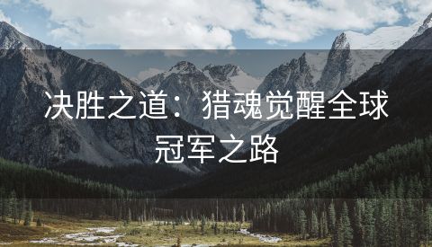 决胜之道：猎魂觉醒全球冠军之路