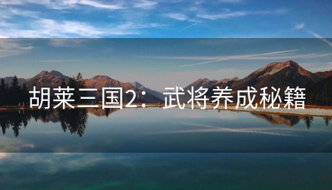 胡莱三国2：武将养成秘籍