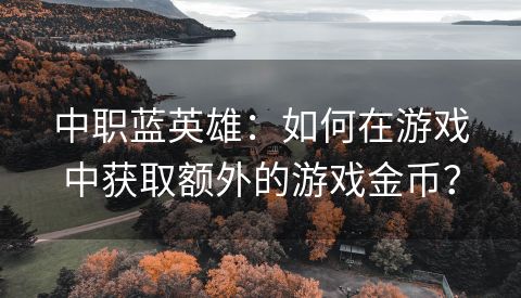 中职蓝英雄：如何在游戏中获取额外的游戏金币？