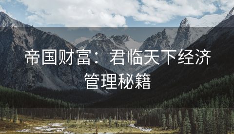 帝国财富：君临天下经济管理秘籍