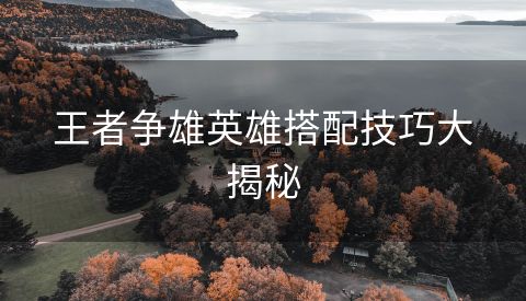 王者争雄英雄搭配技巧大揭秘