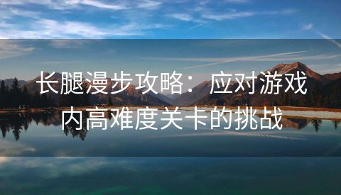 长腿漫步攻略：应对游戏内高难度关卡的挑战