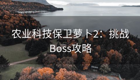 农业科技保卫萝卜2：挑战Boss攻略