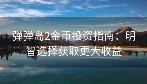 弹弹岛2金币投资指南：明智选择获取更大收益