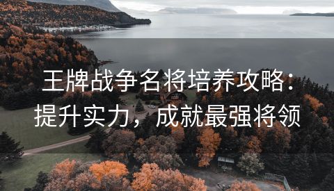 王牌战争名将培养攻略：提升实力，成就最强将领