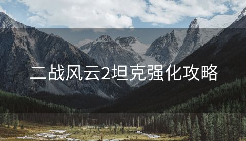 二战风云2坦克强化攻略