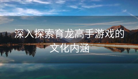 深入探索育龙高手游戏的文化内涵