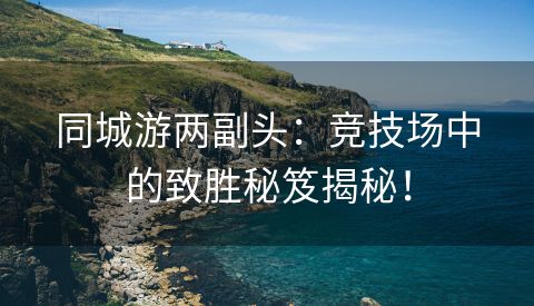 同城游两副头：竞技场中的致胜秘笈揭秘！